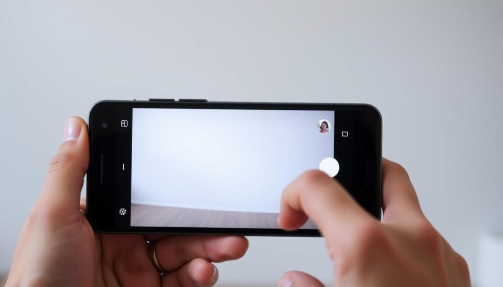 A detailed illustration of a Google Camera (GCam) interface on a smartphone screen, showcasing the "Ultra-Wide" lens option. The screen displays a clean, minimalist design with intuitive camera controls, settings, and a prominent "Ultra-Wide" button. The phone is held in a natural, hand-held position, capturing a well-lit, high-quality scene with a wider field of view. The background blurs gently, keeping the camera interface as the focal point. The overall mood is one of practicality and ease of use, reflecting the troubleshooting guidance described in the article. A detailed illustration of a Google Camera (GCam) interface on a smartphone screen, showcasing the "Ultra-Wide" lens option. The screen displays a clean, minimalist design with intuitive camera controls, settings, and a prominent "Ultra-Wide" button. The phone is held in a natural, hand-held position, capturing a well-lit, high-quality scene with a wider field of view. The background blurs gently, keeping the camera interface as the focal point. The overall mood is one of practicality and ease of use, reflecting the troubleshooting guidance described in the article.